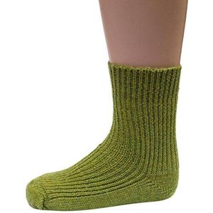 Hirsch Natur, Grof gebreide sokken baby en kinderen, 100% wol (kbT), meigroen, 21-22 EU