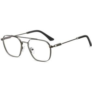 moomoobird Anti-blauw licht bril voor mannen vrouwen metalen vierkant bril montuur retro stijl, Donkergrijs frame