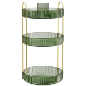 SONGMICS Make-up Organizer Roterende Cosmetische Organizer Rond 3 Niveaus Cosmetische Opslag Verstelbare Kaptafel Cadeau Idee Lichtgroen JKA011C01