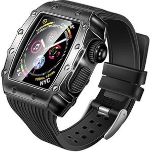 OFWAX Siliconen horlogeband metalen behuizing gehard folie, drie-in-één anti-val polsband, voor Apple Watch 9 8 7 6 5 4 SE 40 mm 44 mm 41 mm 45 mm vervangband, 41MM, agaat