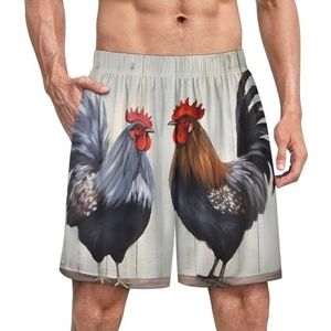 Haan Hout Print Grappige Pyjama Shorts voor Mannen Pyjama Bottoms Heren Nachtkleding Met Zakken Zacht