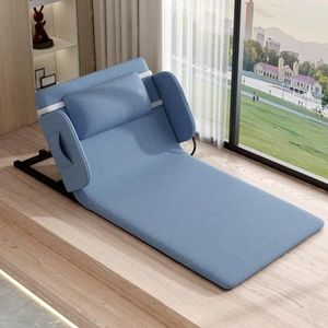 Rugleuning voor elektrisch heffend bed, zitstoel met rugleuning voor nek- en lendensteun, elektrisch hefbare rugleuning voor bed met armleuning, verstelbaar van 0 tot 80 °(Blue,75CM-B)