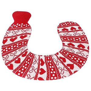 Warmwaterzak, flexibel rubber 1L Grote capaciteit Handige opslag Zachte comfortabele nekschouderwarmer voor winterreizen(rode strik)