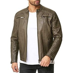 Redbridge Herenjas, overgangsjas, bikerjack, vrijetijdsjas, gewatteerd, Khaki - kunstleer, M