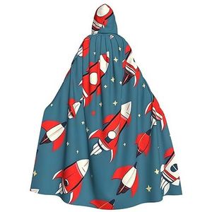 SSIMOO Cartoon raketten volwassen partij decoratieve cape,Volwassen Halloween Hooded Mantel,Cosplay Kostuum Cape