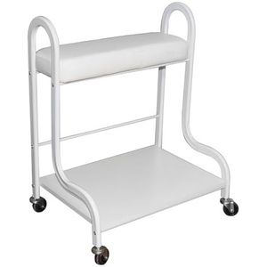 PP-Vic Draagbare Voetenbad-Spa-Trolley Met Wielen, Staand Dubbellaags Schoonheidssalon Nagelkunstrek, Voetenbankstandaard - Schoonheidssalon Pedicure Voetmassagestation,Wit