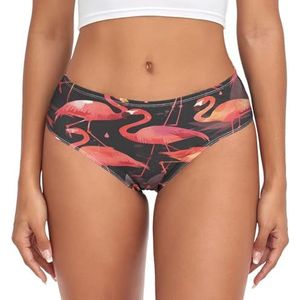sawoinoa Flamingo Vogels, Rode Slipje voor Vrouwen Sexy Elastische Medium Taille Zacht en Comfortabel Bikini Ondergoed, Kunst en mode, XL