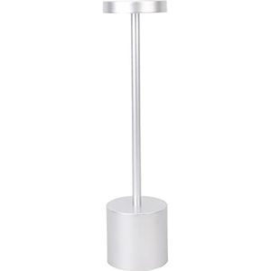 SUAVER Draadloze Oplaadbare LED Tafellamp Metalen Bureaulamp met Touch,3 Kleurmodi en Dimbaar,nachtlampje bedlampje Table Lamp voor Slaapkamer,Studeerkamer,decoratieve verlichting (Zilver)