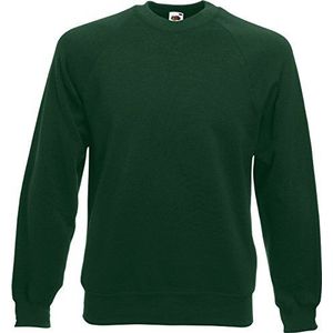 Fruit of The Loom Classic Raglan Sweatshirt - Heren 80/20 Jumper - Fles groen (XL)