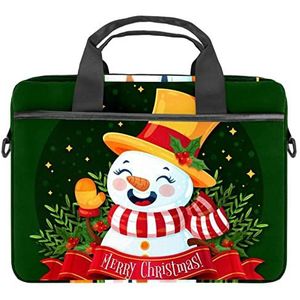 Leuke Kerst Cartoon Sneeuwpop Wuivende Laptop Schouder Messenger Bag Crossbody Aktetas Messenger Mouw voor 13 13.3 14.5 Inch Laptop Tablet Beschermen Tote Bag Case, Meerkleurig, 11x14.5x1.2in /28x36.8x3 cm