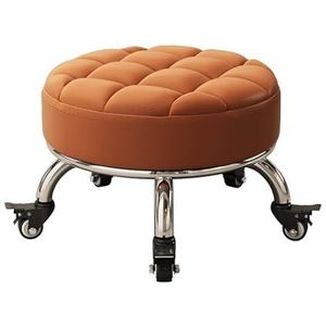 FXLUHAY Kruk, zadelkruk, lage rolstoel, rolstoel met universele zwenkwielen, wielkruk, stoel met PU-lederen kussen (C)
