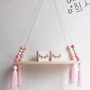 Wdfnexalai Houten drijvende wandplanken entree bloem vaas houder display rack roze