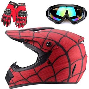 Jeugd motorhelmen, kinderfiets rijhelm, jongens en meisjes, scooter ski ATV helm, DOT / ECE-certificering, geschikt voor alle seizoenen (Spinnennet, S)