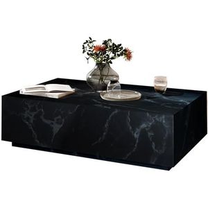 Dynamic24 Salontafel, 120 x 75 cm, marmerlook, bijzettafel, zittafel, wit