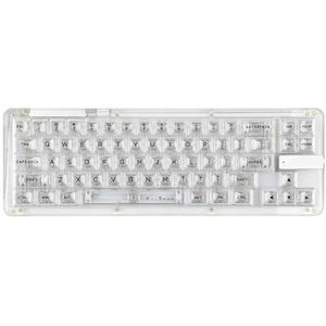 QPSJXN Phantom 68 Crystal Hot-Swappable Mechanisch Toetsenbord Met Pakking Mount USB-C Bedraad Bluetooth 5.0 En 2.4GHz Draadloze Compatibiliteit (Kristalhelder)