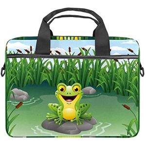 Kikker Dier Zomer Laptop Schouder Messenger Bag Crossbody Aktetas Messenger Sleeve voor 13 13.3 14.5 Inch Laptop Tablet Beschermen Tote Bag Case, Meerkleurig, 11x14.5x1.2in /28x36.8x3 cm