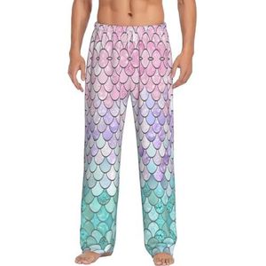 Dexnel Zeemeermin Roze Paars Zachte Pyjama Broek Voor Mannen,Klassieke Slaapbroek Comfortabel, Polyester Pyjama Broek Met Zakken, Wit, S