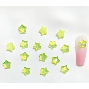 100 stuks mini transparante glinsterende hars ster nagelkunst accessoires 3D kleurrijke pentagram nagelbedels benodigdheden voor manicure DIY-groen 100 stuks