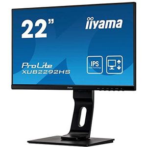iiyama ProLite XUB2292HS-B1, 22""(21.5""), IPS, 1920x1080 (Full HD), DisplayPort-HDMI-VGA, speakers, hoogte verstelbaar, zwart