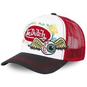 Von Dutch Pet voor heren en dames, verstelbaar, truckerpet, losse pasvorm, zonder vervorming en origineel, Rood, One size