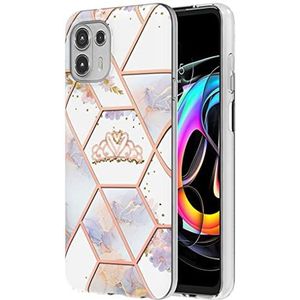 SEAHAI Hoesje voor Motorola Edge 20 Lite/Edge 20 Fusion, ultradunne zachte TPU-bumper schokbestendige harde achterkant mode marmeren kleurrijke siliconen hoes slanke hoes voor Motorola Edge 20 Lite - marmeren kroon