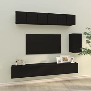 CBLDF Meubels-sets-6-delige tv-kast set zwart ontworpen hout