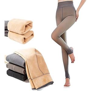 Translucent Fleece Lined Tights Plus Size, Fleece Lined Tights Women (80g,Gray B)