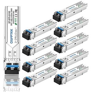 QSFPTEK 10Pack 1000BASE-LX/LH Gigabit SFP Module, 1310nm, 10km, DDM, Single-Mode LC Mini-GBIC Transceiver voor Cisco GLC-LH-SMD/GLC-LX-SM-RGD, Ubiquiti UF-SM-1G, Netgear, Mikrotik, Supermicro