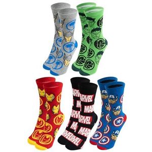 United Labels 5 paar Marvel sokken voor heren, kleurrijk, 40-45, herensokken, superhelden, herensokken, Meerkleurig, 40-45 EU