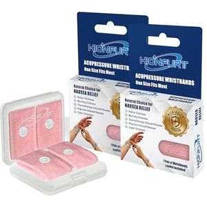 Hionfurt Reisziekte Polsbandjes voor Volwassenen en Kinderen, Reisziekte Bandjes voor Wagen- en Zeeziekte, Anti-Misselijkheid en Ochtendmisselijkheid Acupressuur Polsbandjes - 2 Paar Roze, Roze