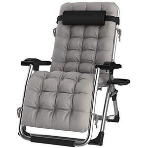 Outdoor terrasstoelen ligstoelen, buiten Zero Gravity ligstoel met bekerhouder, extra brede verstelbare ligstoel (kleur: eenkleur)