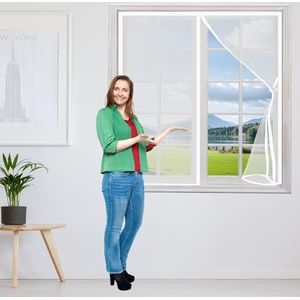 Magnetisch raamhor 116 x 120 cm Insectenhor Magnetisch Houd insecten buiten Houd frisse luchtcirculatie Geen boren of schroeven met zelfklevende tapes, Wit