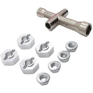 Metalen Upgrade Retrofit 12mm Hex Adapter Band Moersleutel for MN-999 1/10 RC Auto Onderdelen(Silver)