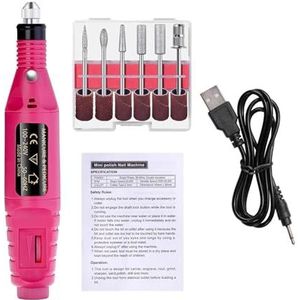 Nagelschuurmachine Set Elektrische nagelboormachine Slijpapparatuur Frees for manicure pedicure Sterke polijstgereedschappen(Red)