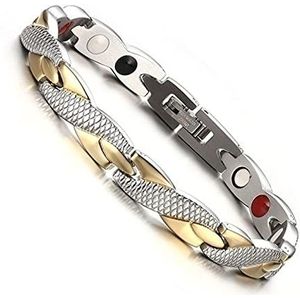 Armbanden, 4 kleuren Gewichtsverlies Energie Magneten Sieraden Afslanken Bangle Armbanden Twisted Magnetische Therapie Armband (Color : 6 Gold Black)