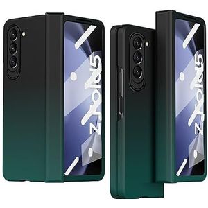 Telefoon Flip Case Cover, Robuuste harde pc-hoes compatibel met de Samsung Galaxy Z Fold 5-hoes Duurzame slanke hoes met scharnierbescherming en schermbeschermer Lichtgewicht hoes (Color : Dark green