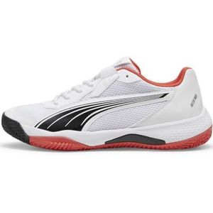 PUMA Heren Nova Court Sneaker, wit zwart-actief rood, 12 UK, Puma Wit PUMA Zwart Actief Rood, 47 EU