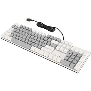 Bekabeld Computertoetsenbord, Plug-and-play Mechanisch Gamingtoetsenbord, ABS-materiaal, Blauwe Schakelaar, 104 Toetsen voor Pc (Wit grijs)
