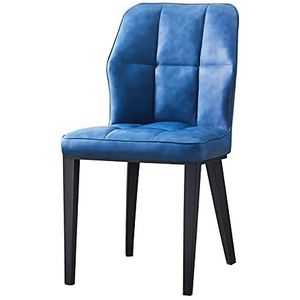 GEIRONV 1 stuks moderne eetkamerstoelen, zacht PU Lederen kussen stoel carbon stalen poten bureaustoel keuken woonkamer zijstoelen Eetstoelen (Color : Blue)