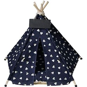 Hondenmand Huisdier Tipi Huisdier Bed Met Dik Kussen Schoolbord Hondentent Voor Middelgrote Kleine Hond Kat Huisdierbed (Color : Navy, Size : 50X50X60CM)