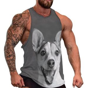 Portret van een Jack Russell Terrier heren tanktop grafische mouwloze bodybuilding T-shirts casual strand T-shirt grappige sportschool spier
