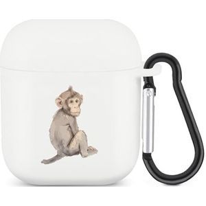 Leuke Aap Leuke Case Voor AirPods 2 & 1 Schokbestendige Beschermende Hoofdtelefoon Gevallen Cover Met Sleutelhanger Voor Mannen Vrouwen