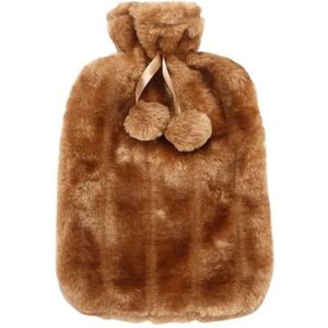 Warmwaterkruik 2000 ml warmwaterkruikhoes verwijderbare fleece warmwaterkruik koudebestendige warmtebehoud hoezen verwarmingskussen hoes voor winter warmwaterzak (geel)