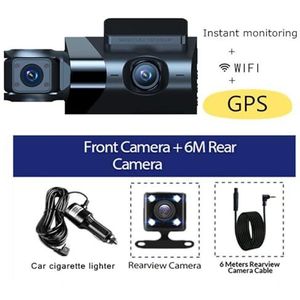 Dash Cam 3 Kanaals Dash Cam WiFi GPS Auto DVR 2K 1440P Video Recorder Drie Lens Voor Binnen Achteruitrijcamera Parking Monitor Black Box Dashcam(Style3,64G)