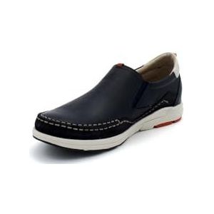 Fluchos - Mocassin-schoen, zonder veters, witte rubberen zool, uitneembare binnenzool, blauwe leren schoenen, voor: heren, oceano, 43 EU