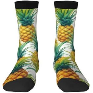 Exotische tropische ananas comfortabele halfhoge sokken voor mannen en vrouwen - modieuze volwassen sokken, verhoog je stijl., Exotische tropische ananas, Eén Maat