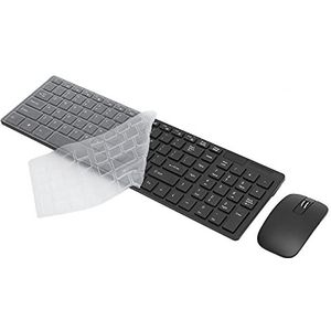 Slanke Draadloze Toetsenbord- en Muisset, Draagbaar Compact 10 M Afstandsverbinding Smart Sleep-toets en Muiscombinatie, voor Pc, Windows, Mac(zwart)