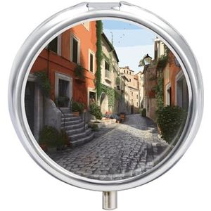 Street of Italy Pillendoos Waterdichte Draagbare Geneeskunde Pillendoosje Vochtbestendig Metalen Reizen Pillendoos met 3 Compartimenten Medicijnkoffer