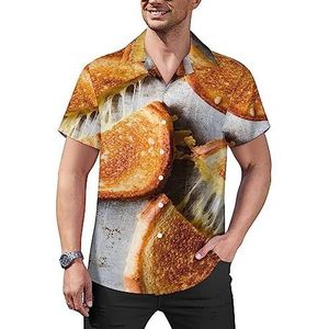 Gegrilde Toast Sandwich Heren Casual Button-Down Shirts Korte Mouw Cubaanse Kraag Tees Tops Hawaiiaans T-shirt 4XL