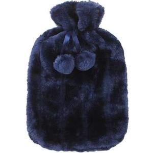Warmwaterkruik 2000 ml warmwaterkruikhoes verwijderbare fleece warmwaterkruik koudebestendige warmtebehoud hoezen verwarmingskussen hoes voor winter warmwaterzak (blauw)